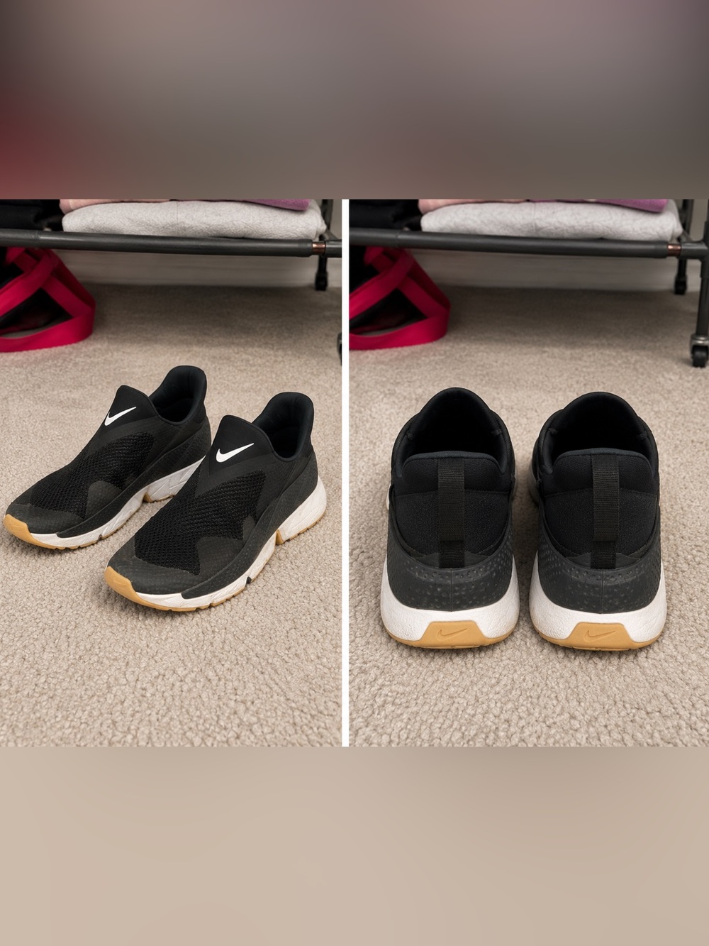 Nike Black and White Slip-On Sneakers